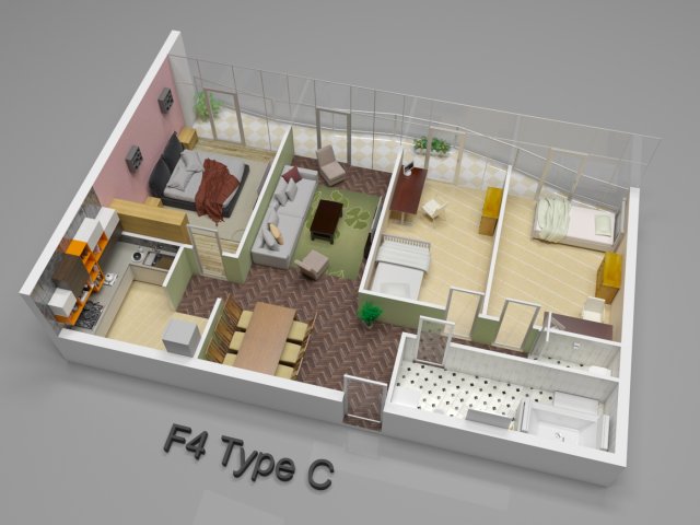 3d plan house Model 3D .c4d .max .obj .3ds .fbx .stl .blend 