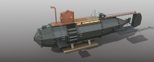 submarine modell 3D 模型 .c4d .max .obj .3ds .fbx .stl .blend 