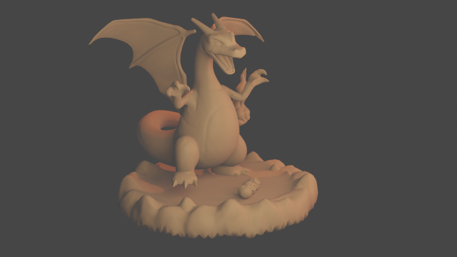 charizard con base y pokebola 3D प्रिंट मॉडल .c4d .max .obj .3ds .fbx .stl .blend 