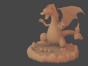 charizard con base y pokebola 3D Print Model