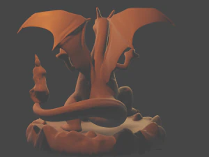 charizard con base y pokebola 3D Print Model