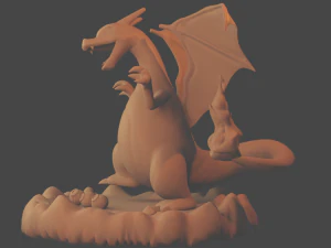 charizard con base y pokebola 3D Print Model