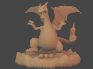 charizard con base y pokebola 3D Print Model