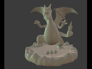 charizard con base y pokebola 3D Print Model