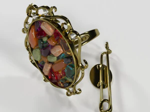 carved ring and brooch 3D Model