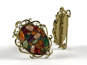 carved ring and brooch 3D Model