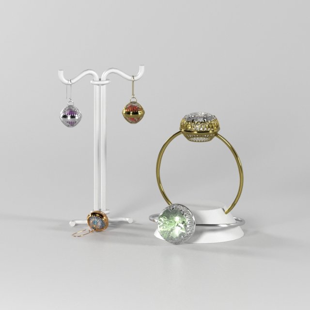 old rings and earrings Modèle 3D .c4d .max .obj .3ds .fbx .stl .blend 