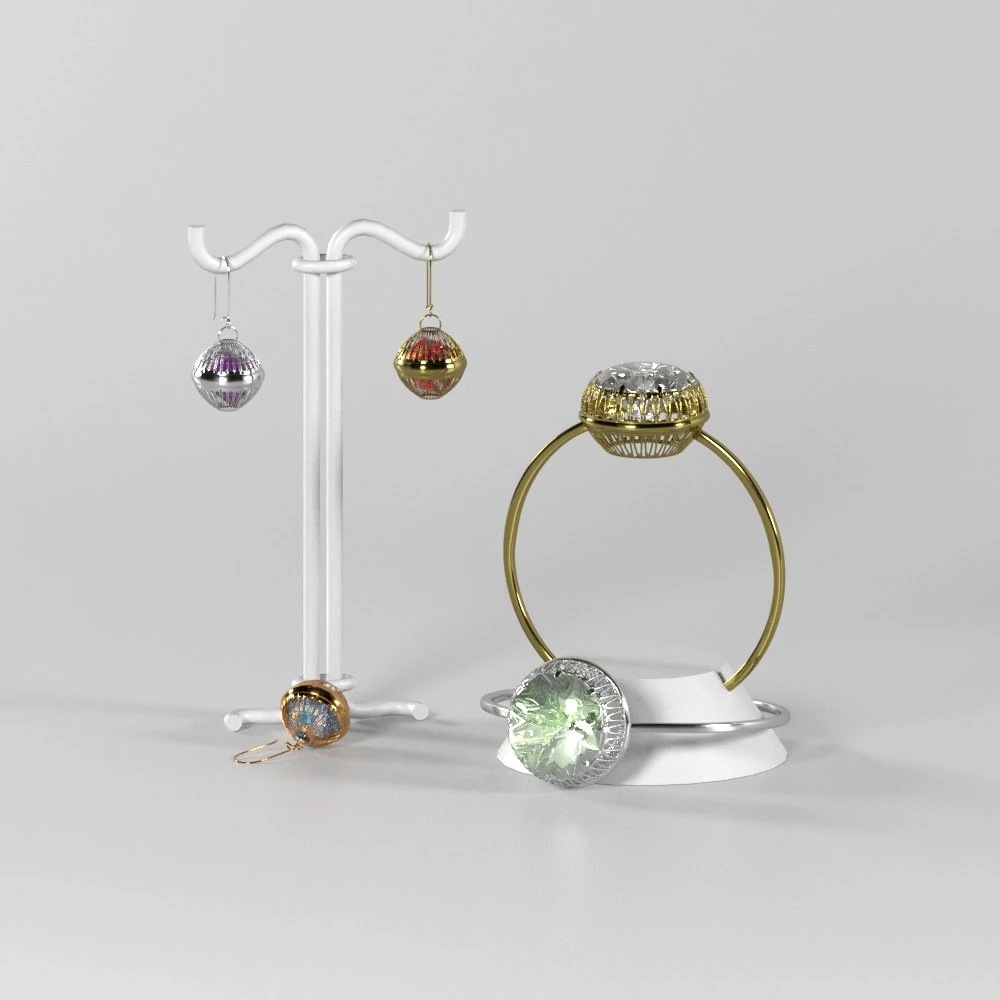 old rings and earrings 3D Model .c4d .max .obj .3ds .fbx .stl .blend
