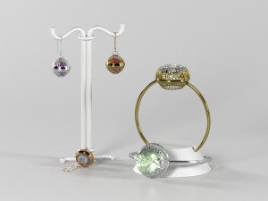old rings and earrings 3D Model