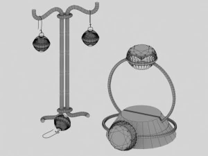 old rings and earrings 3D Model