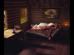cozy room in a wooden house 3D Model