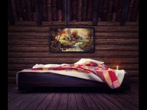 cozy room in a wooden house 3D Model
