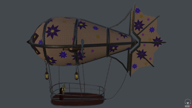 steampunk zeppelin 3Dモデル .c4d .max .obj .3ds .fbx .stl .blend 