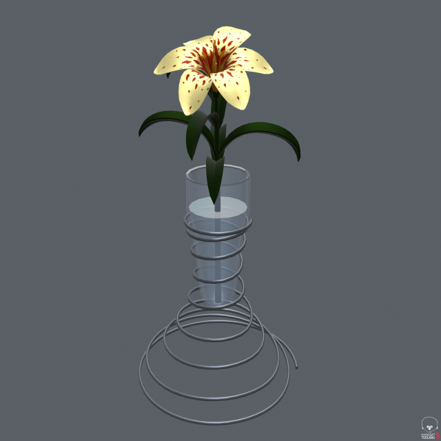 lily in vase 3D Модель .c4d .max .obj .3ds .fbx .stl .blend 