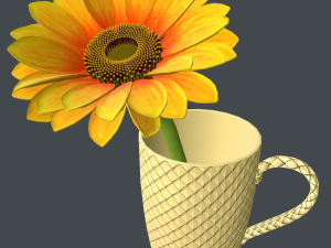 sunflower in cup 3D मॉडल