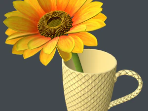 girasole in tazza Modello 3D