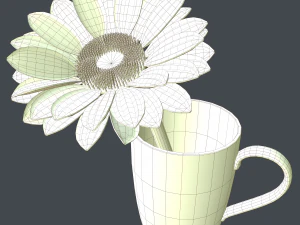 sunflower in cup 3D Model