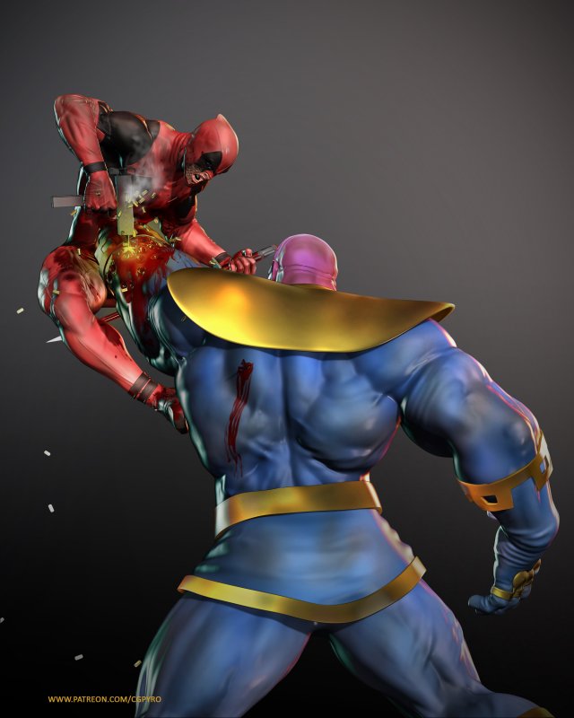 deadpool vs thanos Model 3D .c4d .max .obj .3ds .fbx .stl .blend