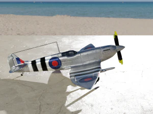 jogo spitfire hf mk vii e subdivis&atilde;o pronto low-poly Modelo 3D