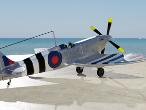 spitfire hf mk vii game and subdivision ready low-poly 3D Model