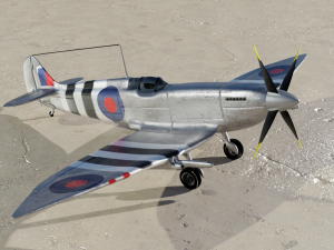 spitfire hf mk vii game and subdivision ready low-poly 3D Model
