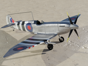 spitfire hf mk vii game and subdivision ready low-poly 3D Model
