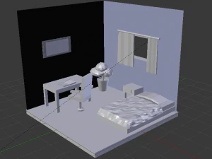 low poly bedroom 3D Model