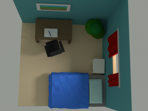 low poly bedroom 3D मॉडल