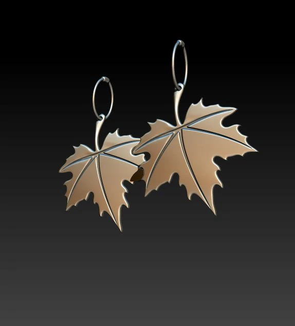 maple earrings 3D Model .c4d .max .obj .3ds .fbx .stl .blend 
