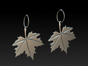 maple earrings Model 3D