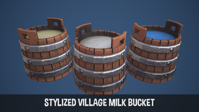 Stylized Village Milk Bucket 3D मॉडल .c4d .max .obj .3ds .fbx .stl .blend 