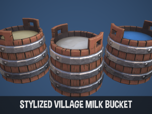 Stylized Village Milk Bucket 3D मॉडल