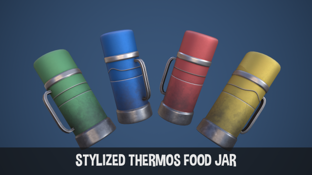 Stylized Thermos Food Jar Modèle 3D .c4d .max .obj .3ds .fbx .stl .blend 