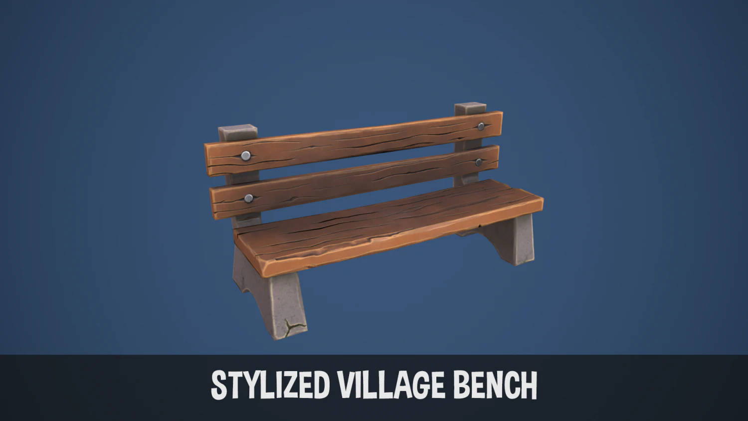 Stylized Village Bench 3D Model .c4d .max .obj .3ds .fbx .stl .blend 