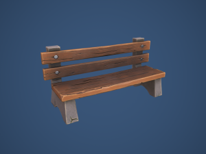 Stylized Village Bench 3D Model