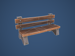 Stylized Village Bench 3D Model