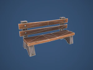 Stylized Village Bench 3D Model