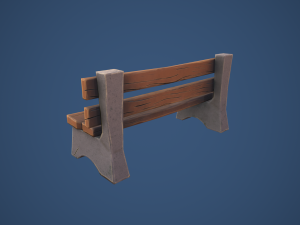 Stylized Village Bench 3D Model