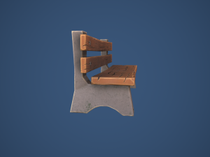 Stylized Village Bench 3D Model