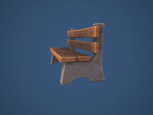 Stylized Village Bench 3D Model