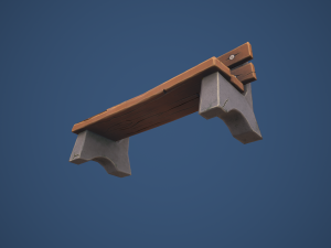 Stylized Village Bench 3D Model