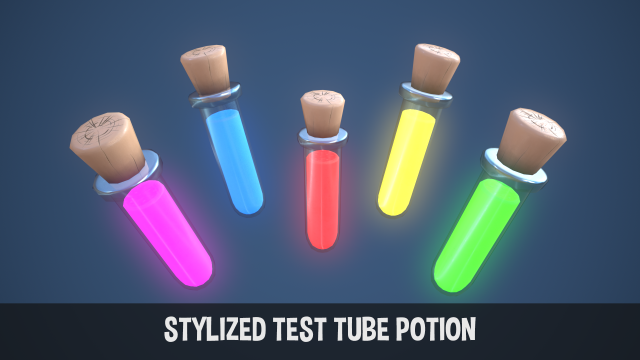 Stylized Test Tube Alchemy Potion Modelo 3D .c4d .max .obj .3ds .fbx .stl .blend 