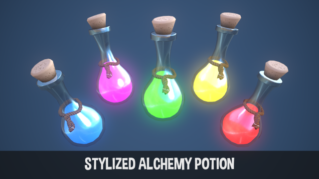 Stylized Alchemy Potion 3D Model .c4d .max .obj .3ds .fbx .stl .blend 