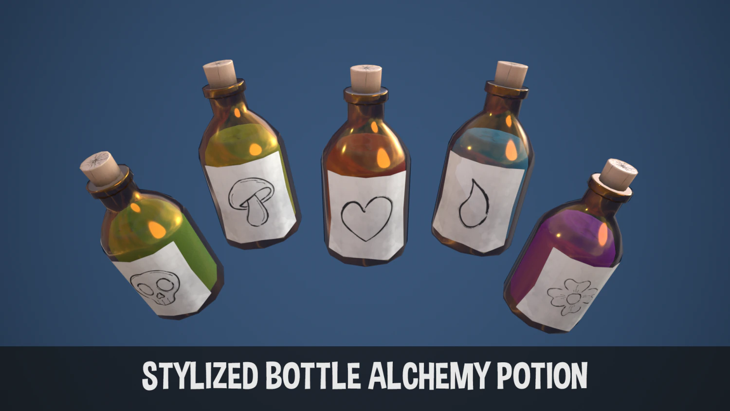 Stylized Bottle Alchemy Potion 3D Model .c4d .max .obj .3ds .fbx .stl .blend