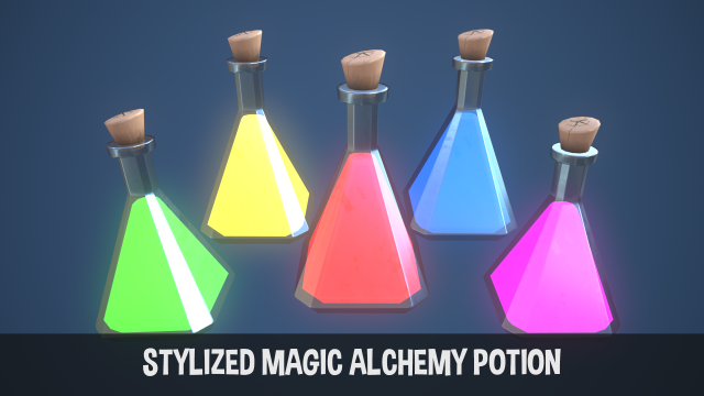 Stylized Magic Alchemy Potion Modelo 3D .c4d .max .obj .3ds .fbx .stl .blend 