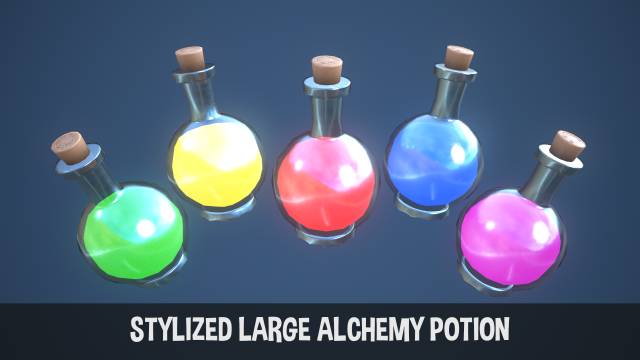 Stylized Large Alchemy Potion Modelo 3D .c4d .max .obj .3ds .fbx .stl .blend 