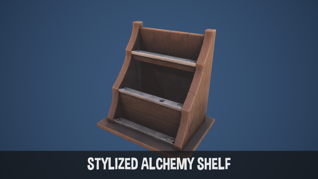 Stylized Alchemy Shelf 3D Модель .c4d .max .obj .3ds .fbx .stl .blend 
