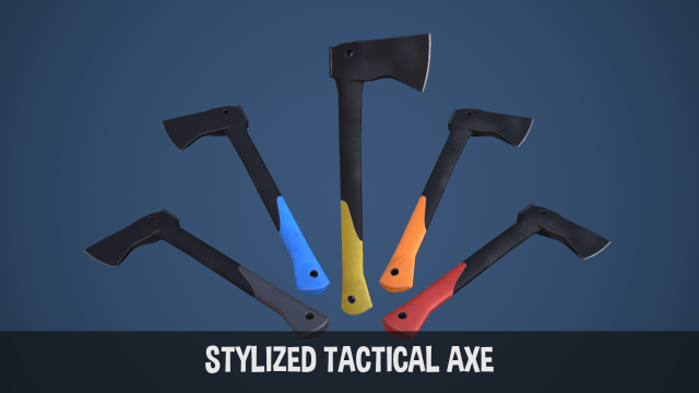 Stylized Tactical Axe 3D 모델 .c4d .max .obj .3ds .fbx .stl .blend 