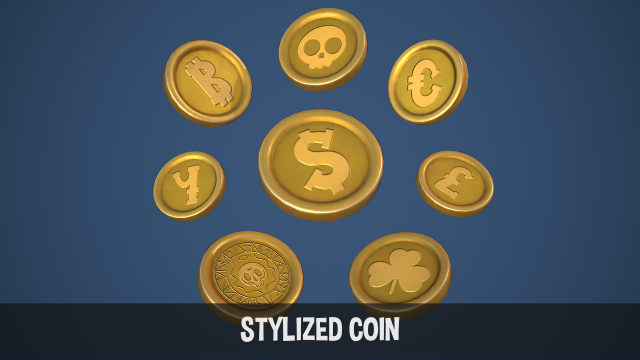 Stylized Coin 3D Модель .c4d .max .obj .3ds .fbx .stl .blend 