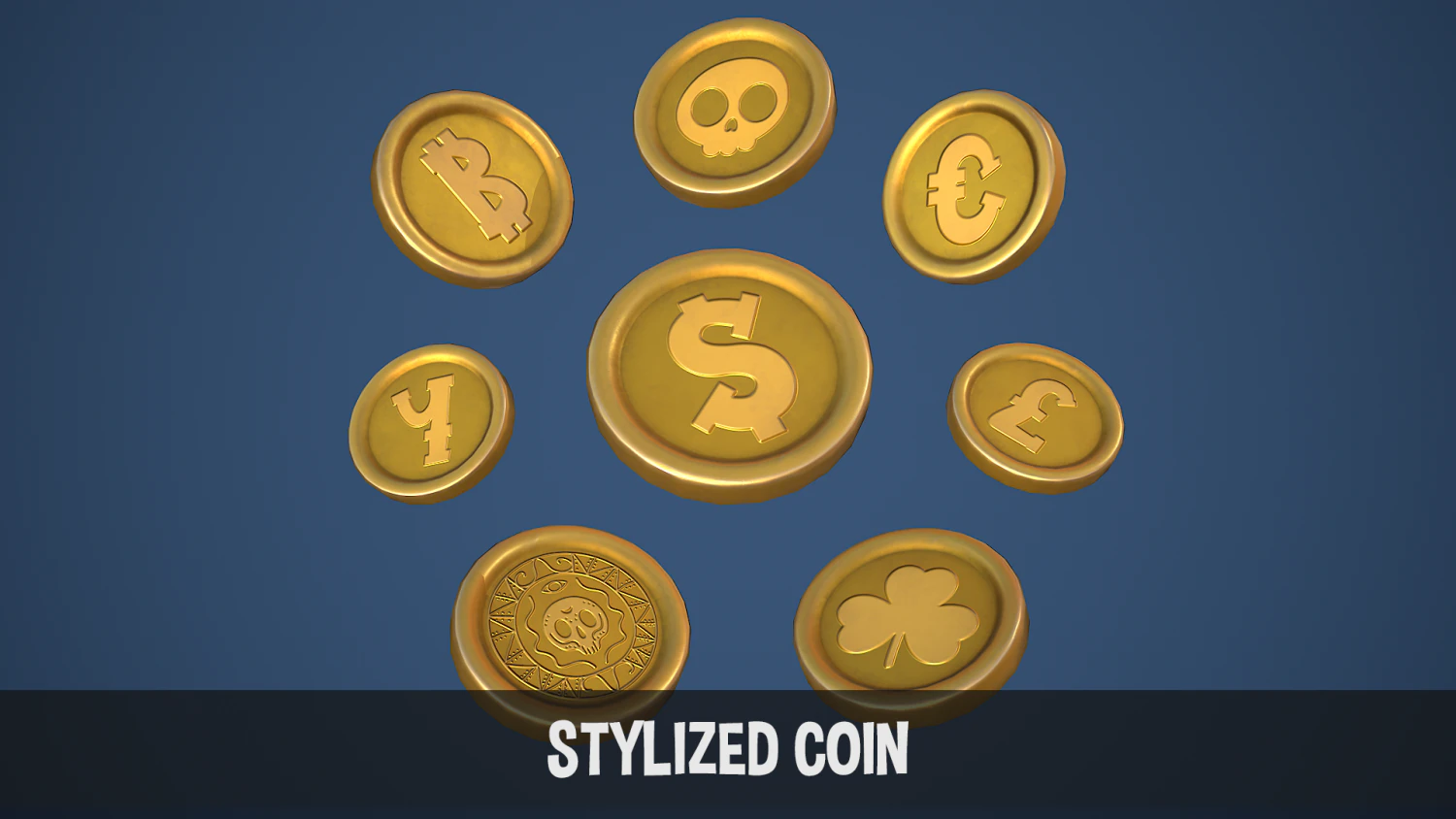 Stylized Coin 3D Model .c4d .max .obj .3ds .fbx .stl .blend 